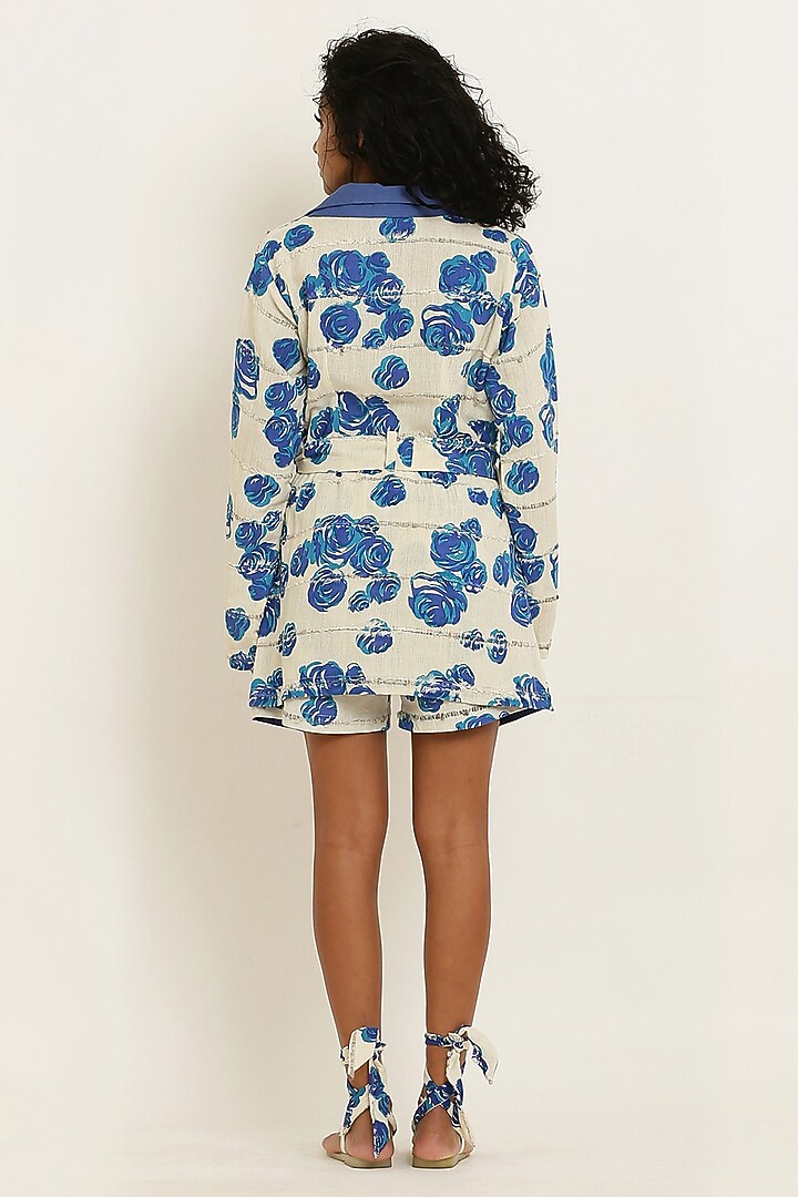 Blue Cotton Floral Printed Co-Ord Set by KUSMI at Pernia's Pop Up Shop