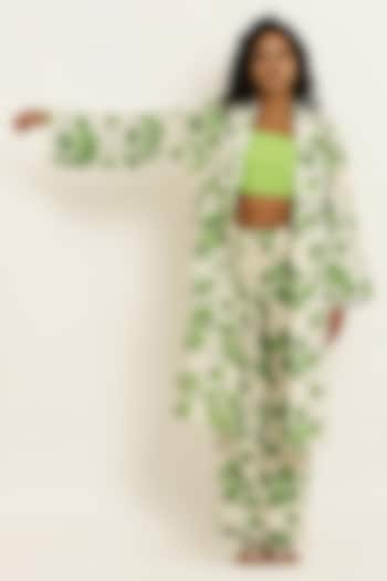 Green Cotton Floral Printed Co-Ord Set by KUSMI at Pernia's Pop Up Shop