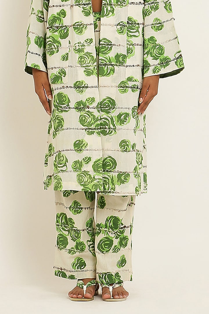 Green Cotton Floral Printed Co-Ord Set by KUSMI at Pernia's Pop Up Shop