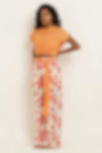 Orange Cotton Floral Printed Co-Ord Set by KUSMI at Pernia's Pop Up Shop