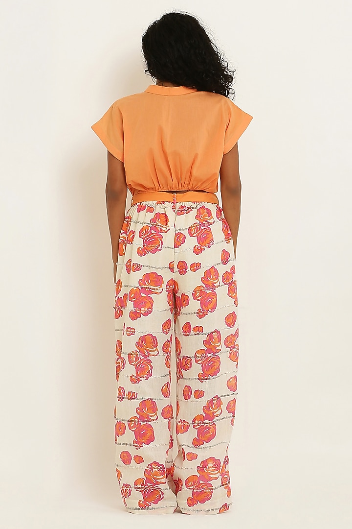 Orange Cotton Floral Printed Co-Ord Set by KUSMI at Pernia's Pop Up Shop