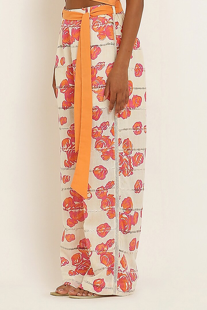 Orange Cotton Floral Printed Co-Ord Set by KUSMI at Pernia's Pop Up Shop