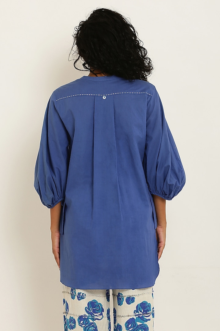 Blue Cotton Floral Printed Co-Ord Set by KUSMI at Pernia's Pop Up Shop
