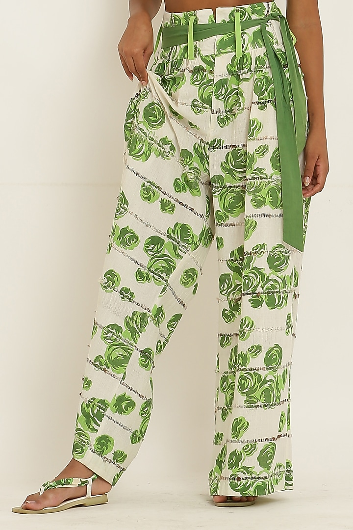 Green Cotton Floral Printed Co-Ord Set by KUSMI at Pernia's Pop Up Shop