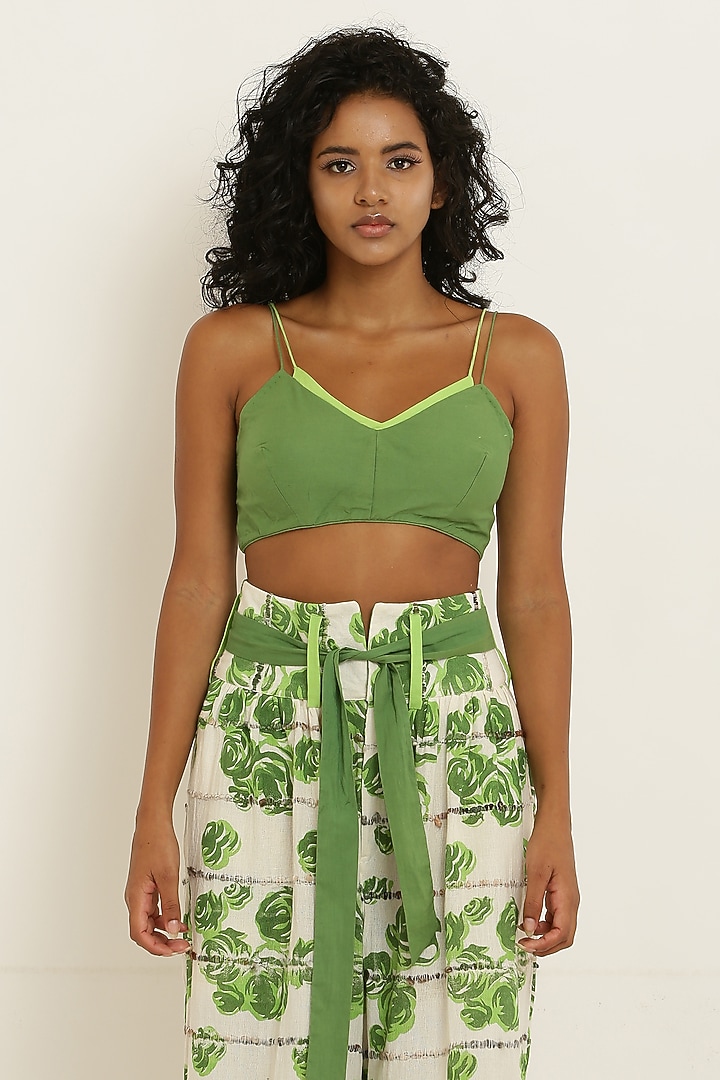 Green Cotton Floral Printed Co-Ord Set by KUSMI at Pernia's Pop Up Shop