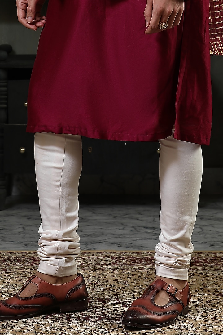 Wine Raw Silk Zardosi Embroidered Wedding Indowestern Set by Kudrat Couture at Pernia's Pop Up Shop