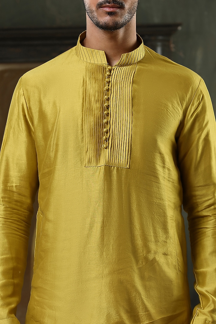Mustard Chanderi Silk Kurta Set by Kudrat Couture at Pernia's Pop Up Shop