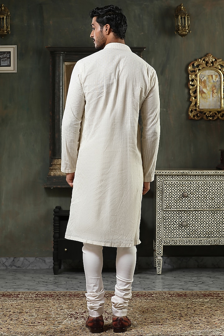 Pristine White Cotton Silk Kurta Set by Kudrat Couture at Pernia's Pop Up Shop