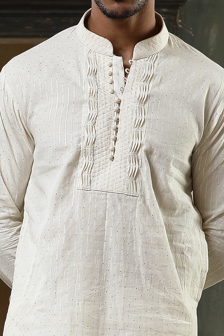Pristine White Cotton Silk Kurta Set by Kudrat Couture at Pernia's Pop Up Shop
