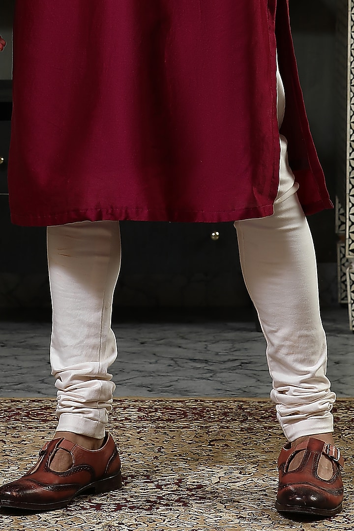 Maroon Chanderi Silk Kurta Set by Kudrat Couture at Pernia's Pop Up Shop
