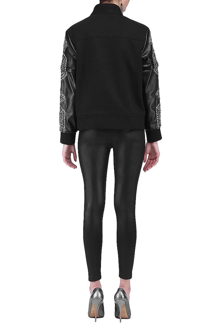 Black quilted bomber jacket available only at Pernia's Pop Up Shop.