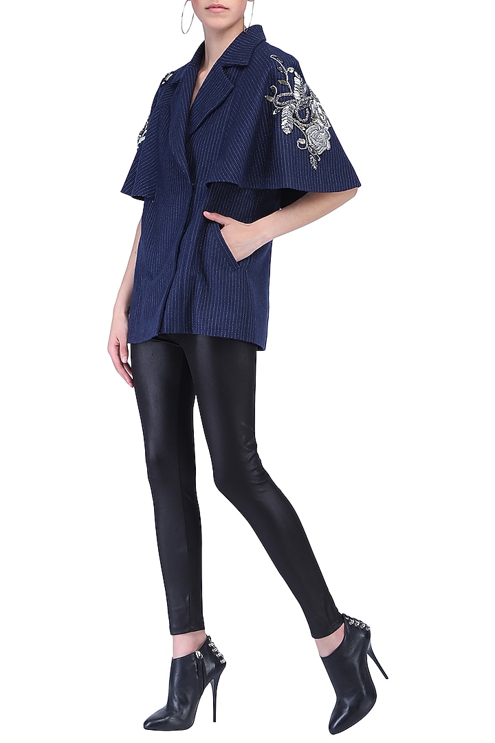 Navy blue flared cape available only at Pernia's Pop Up Shop.