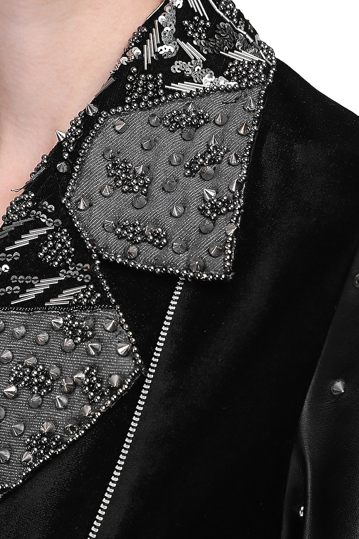 Black studded biker jacket available only at Pernia's Pop Up Shop.