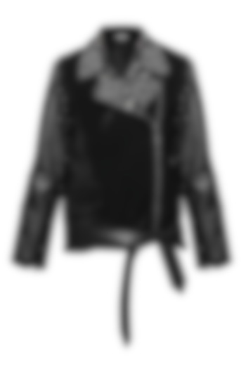 Black studded biker jacket by KUKOON