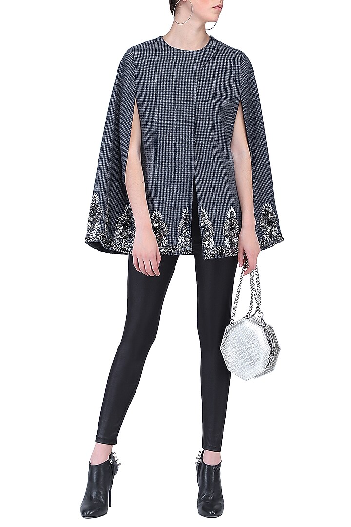 Grey houndstooth cape available only at Pernia's Pop Up Shop.
