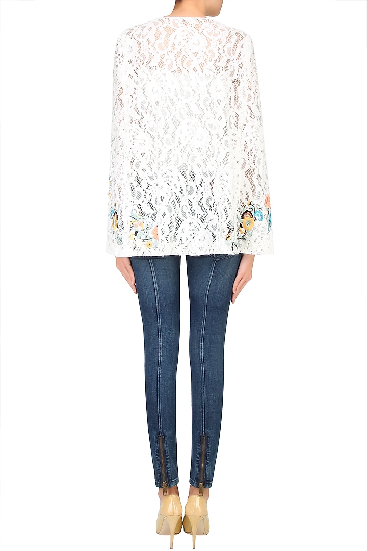 White floral embroidered lace cape available only at Pernia's Pop Up Shop.
