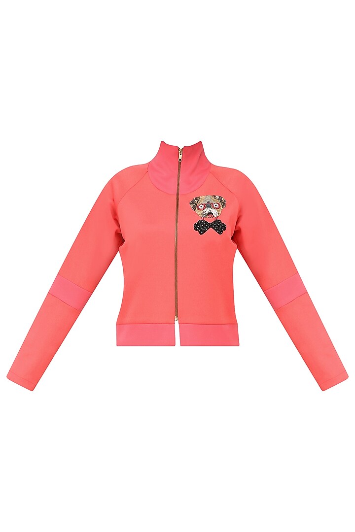 Pink Dog Embellished Bomber Jacket by Kukoon