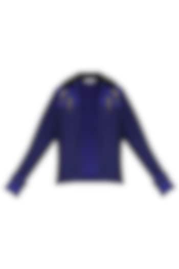 Navy Blue Sea Horse Embellished Jacket by Kukoon