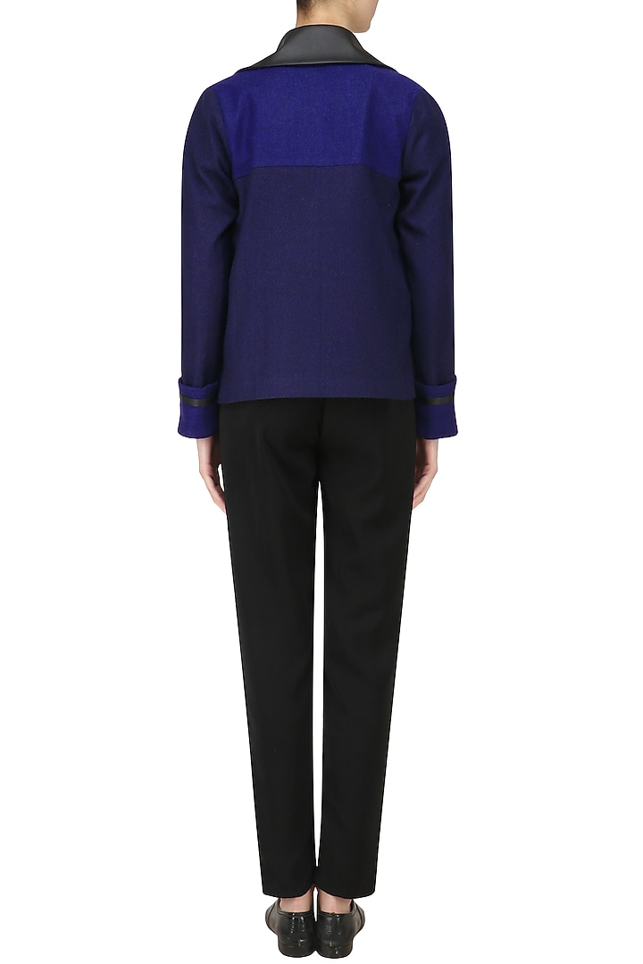 Navy blue sea horse embellished jacket available only at Pernia's Pop Up Shop.