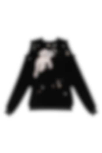 Black Cut Out Shoulder Embellished Jacket by Kukoon
