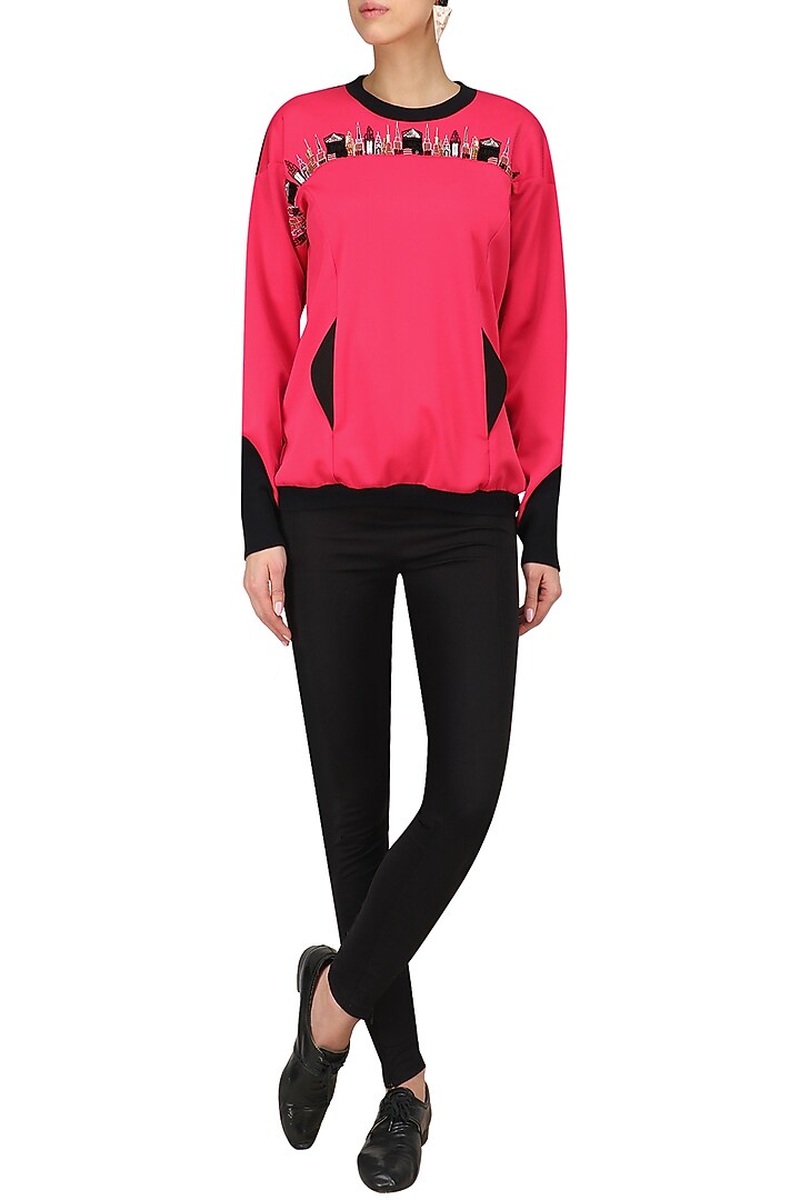 Pink embellished sweatshirt available only at Pernia's Pop Up Shop.