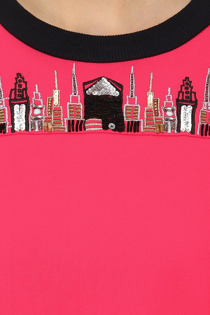 Pink embellished sweatshirt available only at Pernia's Pop Up Shop.