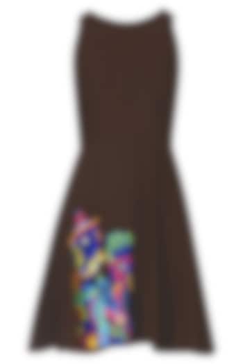 Chocolate brown robot motif skater dress available only at Pernia's Pop Up Shop.