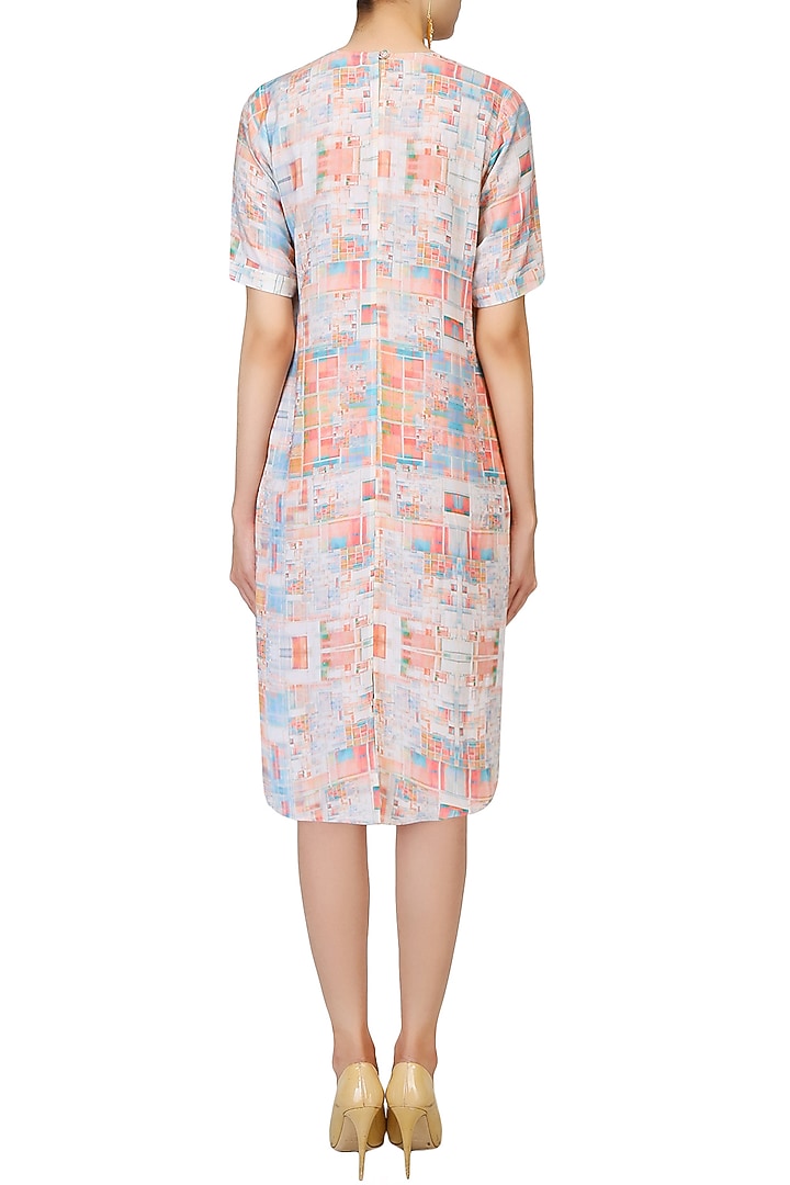 Ivory soft block cubes print falcon dress available only at Pernia's Pop Up Shop.