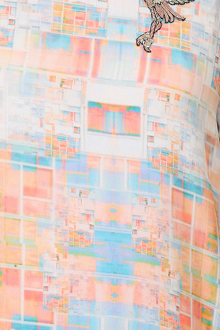 Ivory soft block cubes print falcon dress available only at Pernia's Pop Up Shop.