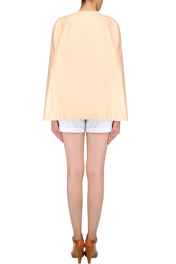 Peach bug motifs embroidered cape jacket available only at Pernia's Pop Up Shop.