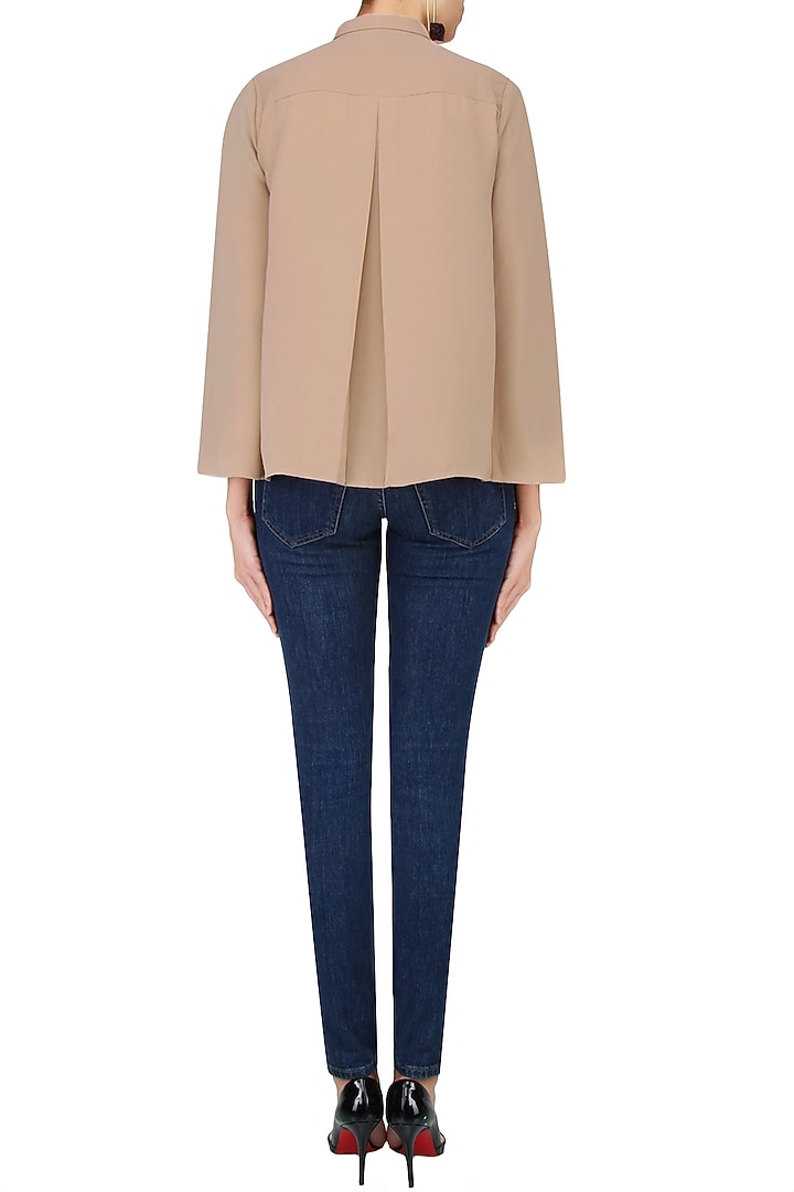 Sepia multiple elements embroidered cape shirt available only at Pernia's Pop Up Shop.