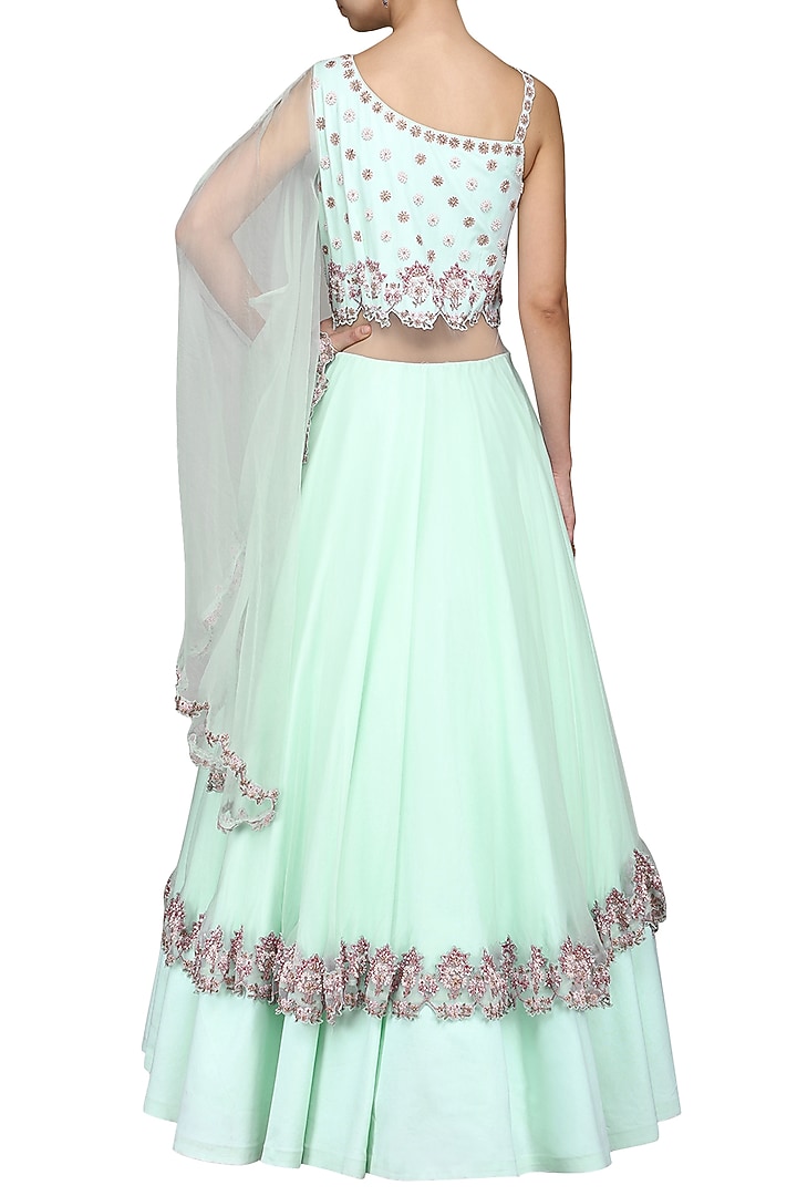 Aqua hand embroidered gown available only at Pernia's Pop Up Shop.