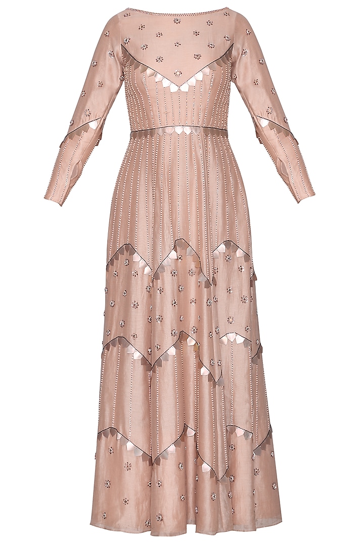 Nude Peach Embroidered Gown by Kudi Pataka Designs