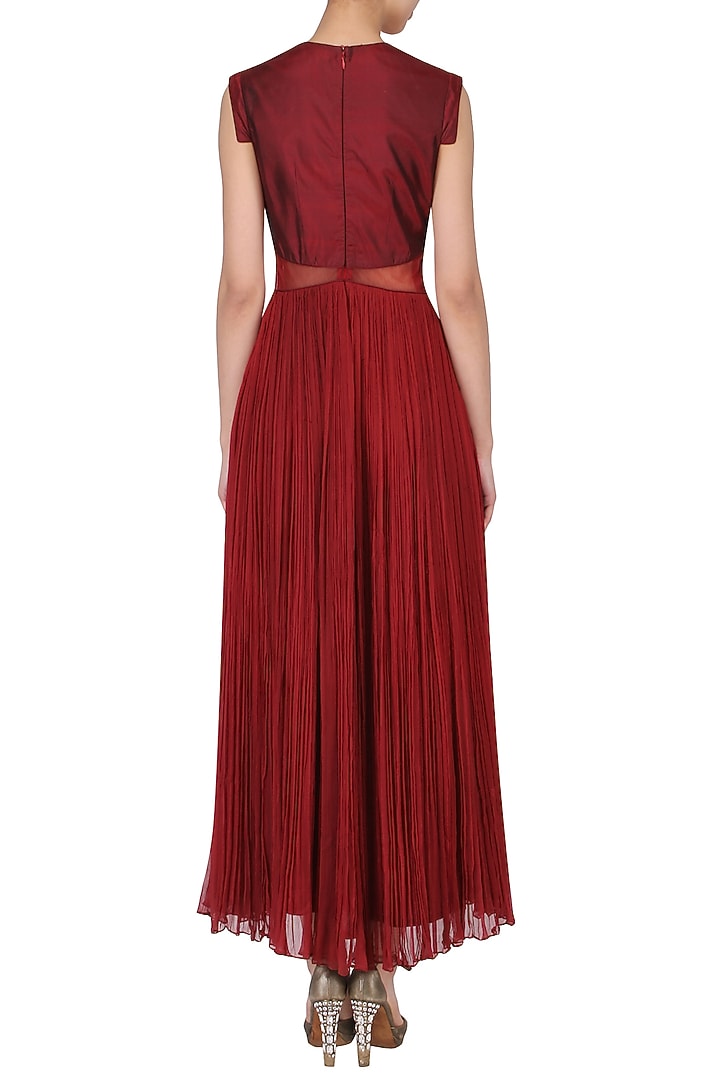Embroidered pleated gown main image 1