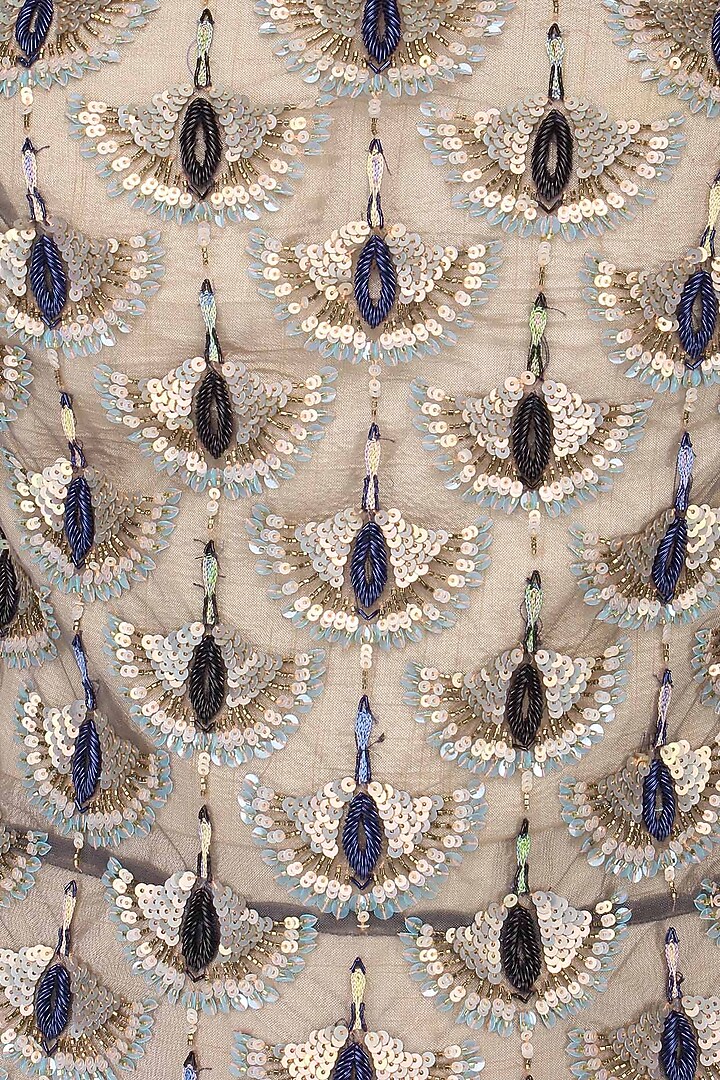 Grey embroidered drop waist gown available only at Pernia's Pop Up Shop.