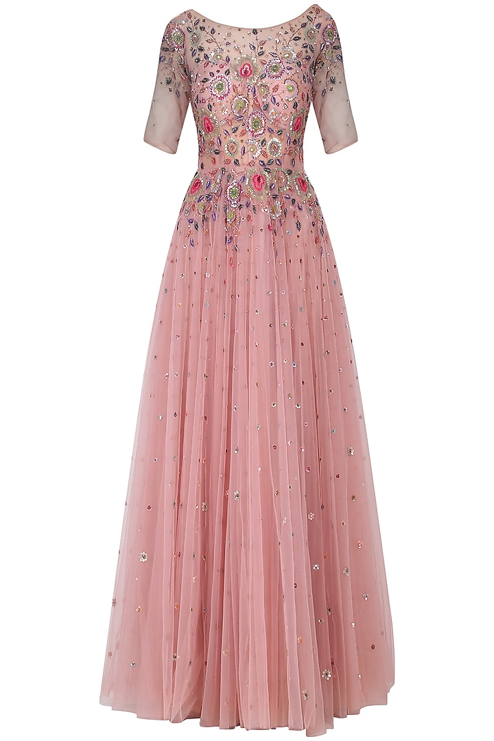 Dusty pink embroidered gown by Kudi Pataka Designs