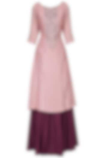 Dusty pink kurta with wine skirt set available only at Pernia's Pop Up Shop.