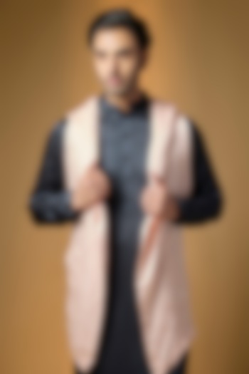 Pink Linen Satin Hoodie Jacket by Kunal Rawal at Pernia's Pop Up Shop