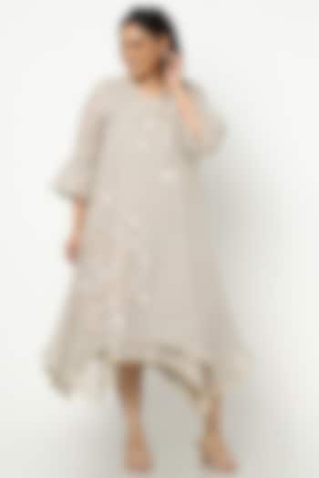 Grey Asymmetrical Layered Dress by Kaveri