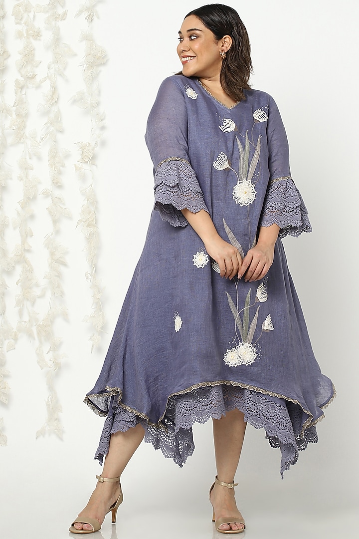 Twilight Blue Printed Asymmetrical Vacation Dress by Kaveri at Pernia's Pop Up Shop