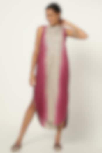 Dark Pink & Grey Tie-Dyed Summer Dress by Kaveri at Pernia's Pop Up Shop