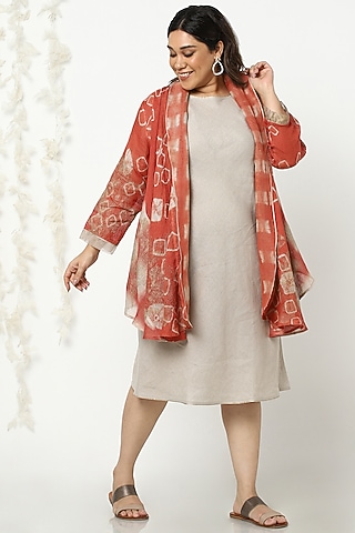 Burnt Orange Linen Jacket Dress by Kaveri