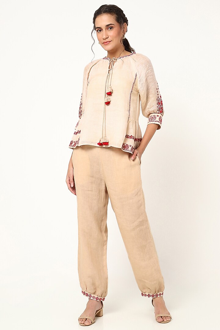 Stonish Beige Pant Set by Kaveri at Pernia's Pop Up Shop