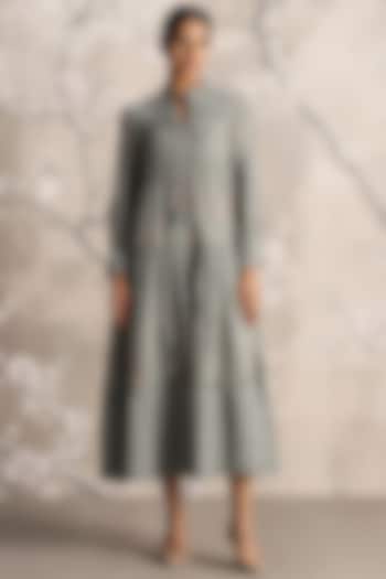 Jade Linen Hand Screen Printed & Embroidered Vacation Dress by Kaveri at Pernia's Pop Up Shop