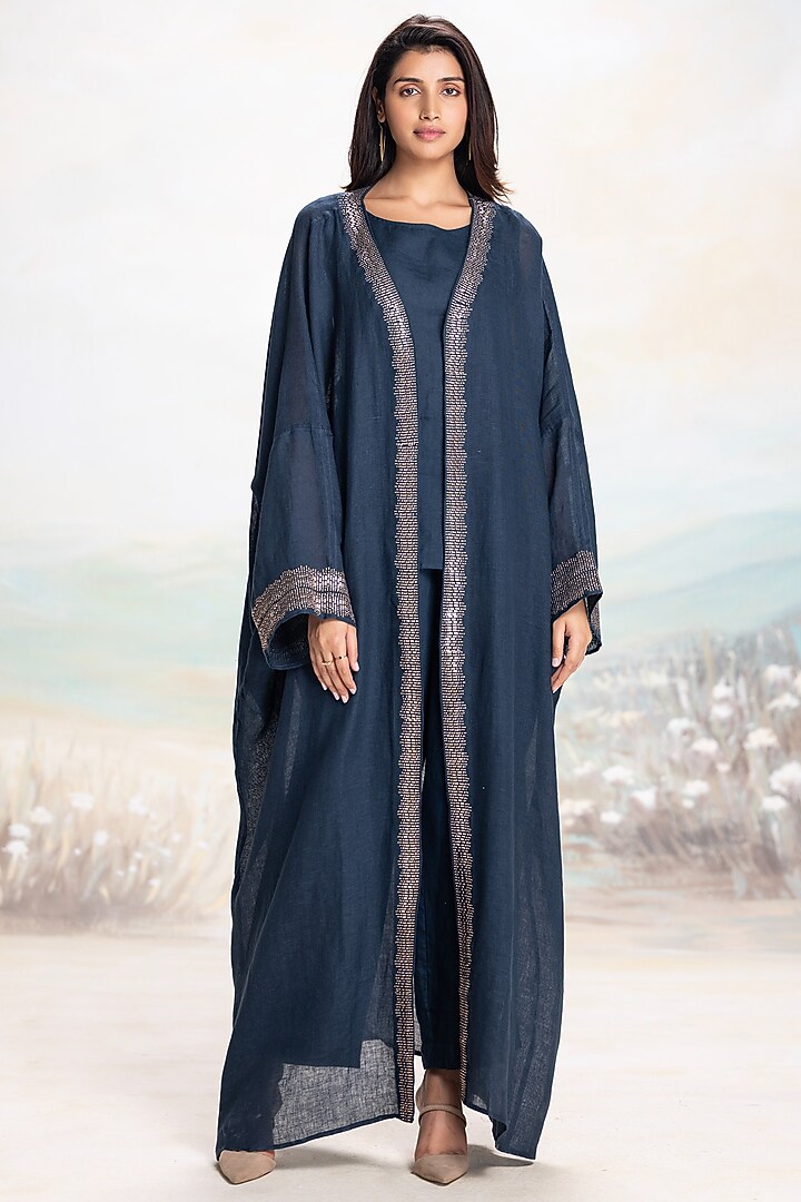 Amazon-Colored Linen Embellished Abaya Jacket Set
by Kaveri at Pernia's Pop Up Shop