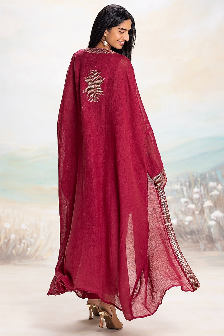 Ruby Linen Embellished Abaya Jacket Set
by Kaveri at Pernia's Pop Up Shop