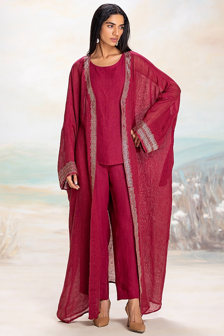 Ruby Linen Embellished Abaya Jacket Set
by Kaveri at Pernia's Pop Up Shop