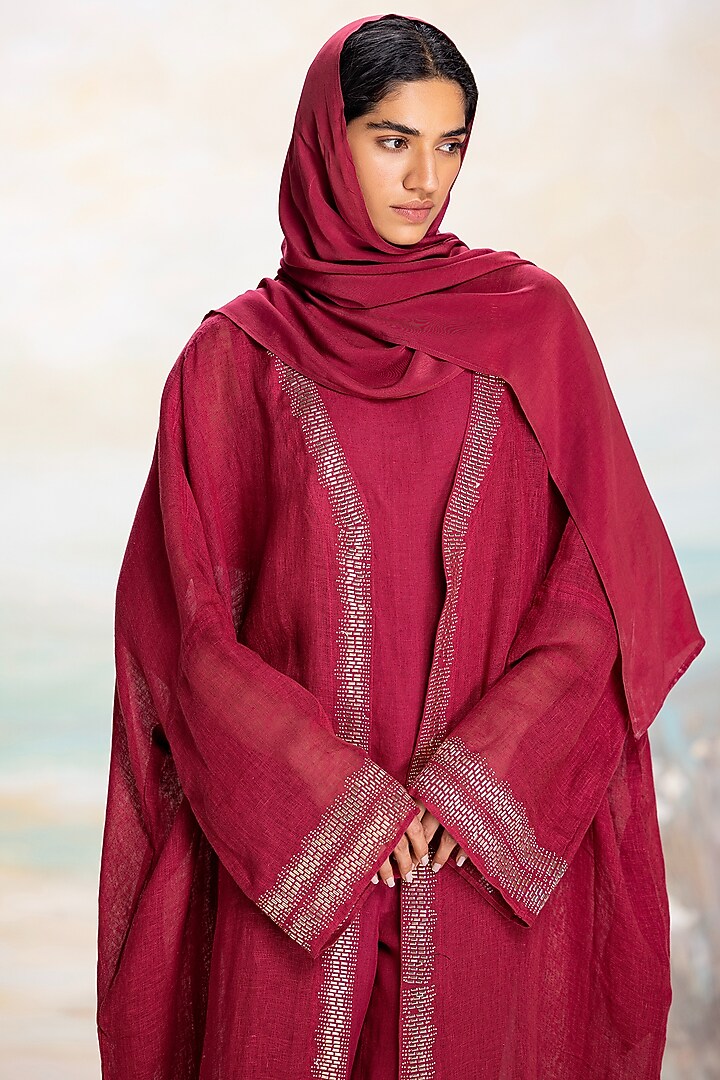 Ruby Linen Embellished Abaya Jacket Set
by Kaveri at Pernia's Pop Up Shop