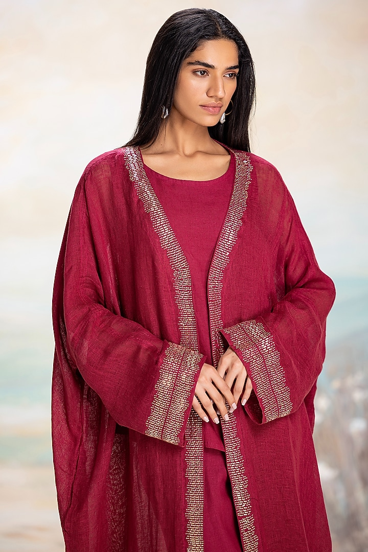 Ruby Linen Embellished Abaya Jacket Set
by Kaveri at Pernia's Pop Up Shop