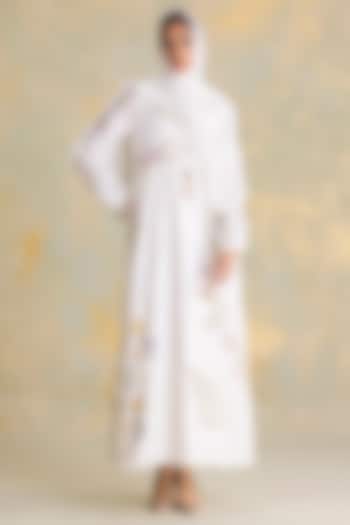 Off-White Linen Blend Printed Cocktail Dress by Kaveri at Pernia's Pop Up Shop